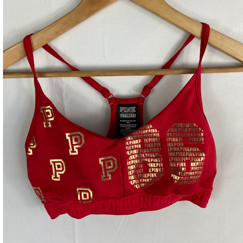 Victorias Secret PINK Ultimate Red Sports Bra Size Medium - Picture 1 of 3